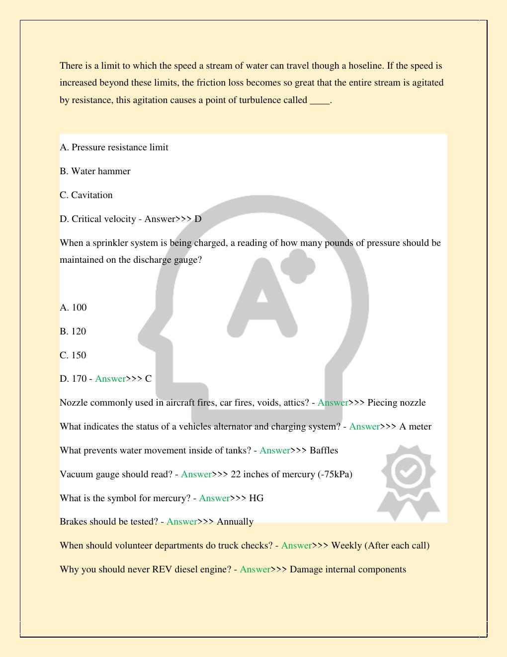 Preview page 3 of FLORIDA STATE PUMP OPS DRIVER/OPERATOR EXAM TEST LATEST 2026/2027COMPLETE STUDY QUESTIONS WITH VERIFIED CORRECT SOLUTION
