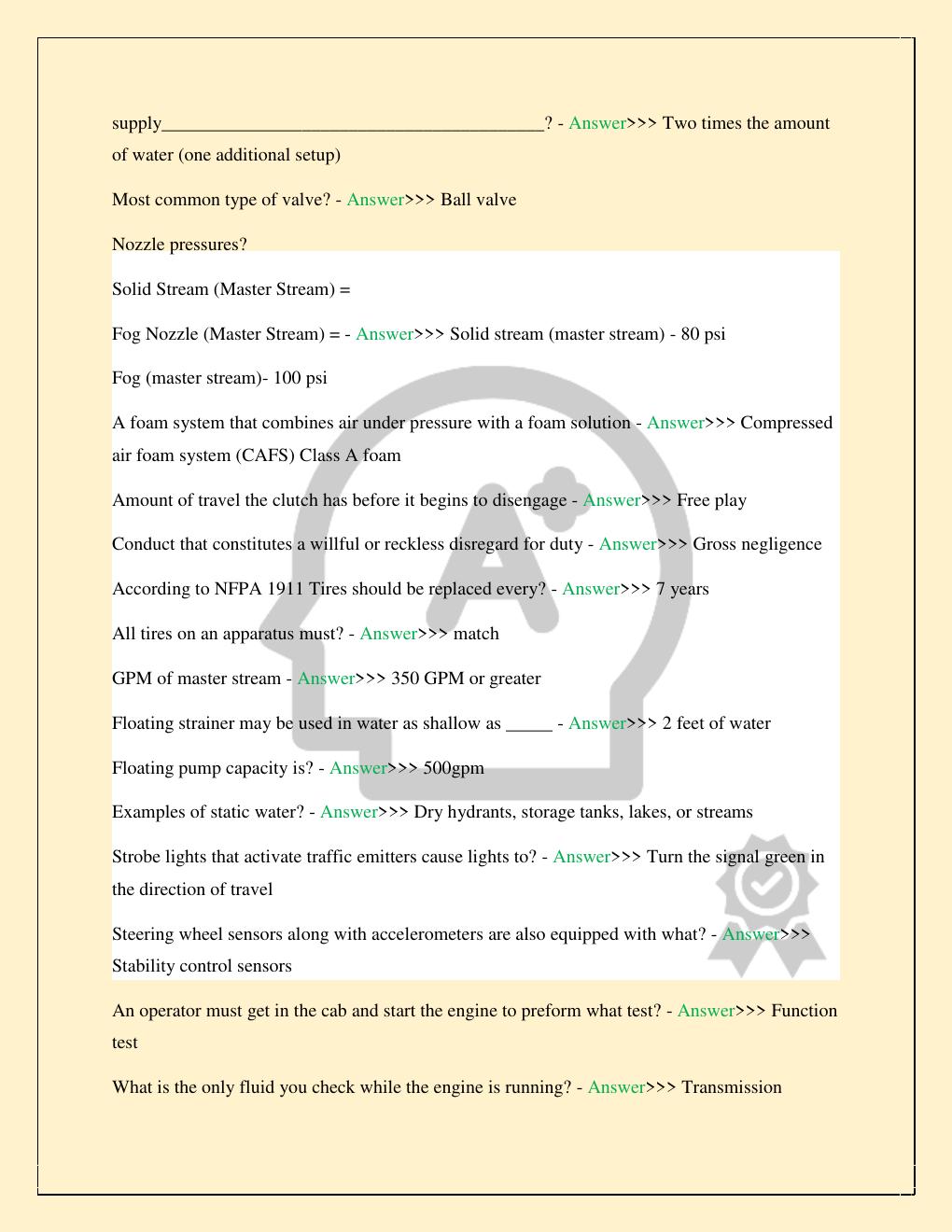 Preview page 5 of FLORIDA STATE PUMP OPS DRIVER/OPERATOR EXAM TEST LATEST 2026/2027COMPLETE STUDY QUESTIONS WITH VERIFIED CORRECT SOLUTION
