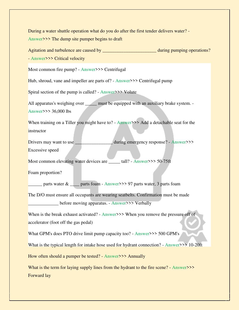 Preview page 6 of FLORIDA STATE PUMP OPS DRIVER/OPERATOR EXAM TEST LATEST 2026/2027COMPLETE STUDY QUESTIONS WITH VERIFIED CORRECT SOLUTION