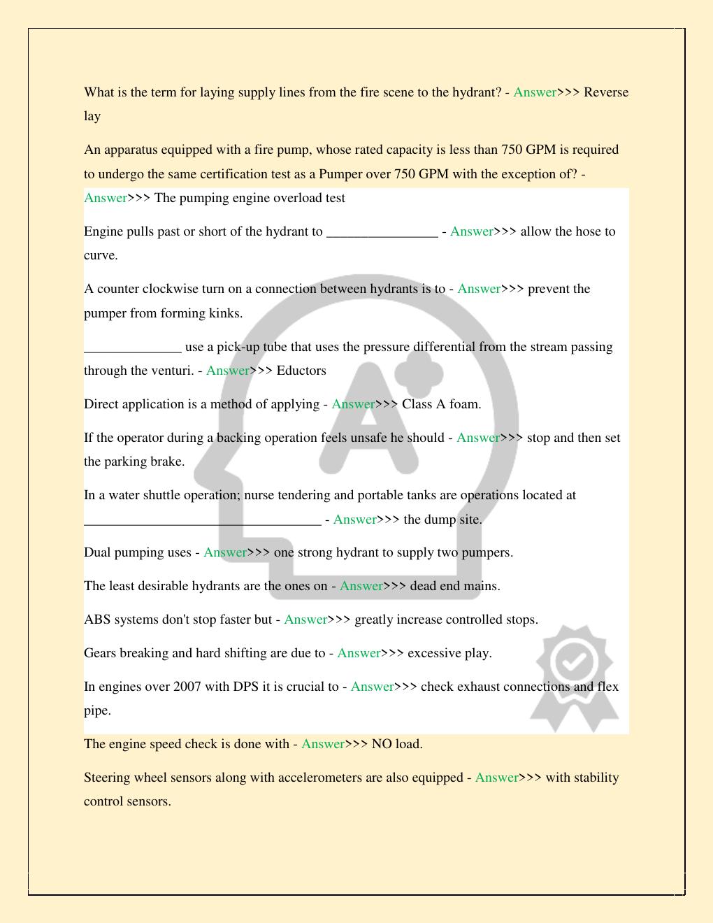 Preview page 7 of FLORIDA STATE PUMP OPS DRIVER/OPERATOR EXAM TEST LATEST 2026/2027COMPLETE STUDY QUESTIONS WITH VERIFIED CORRECT SOLUTION