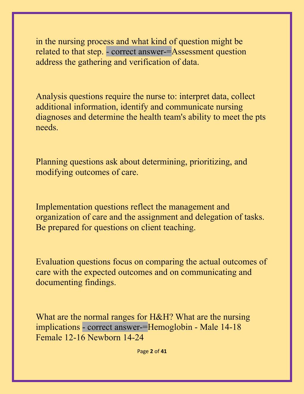 Preview page 2 of NCLEX Midterm Exam with W