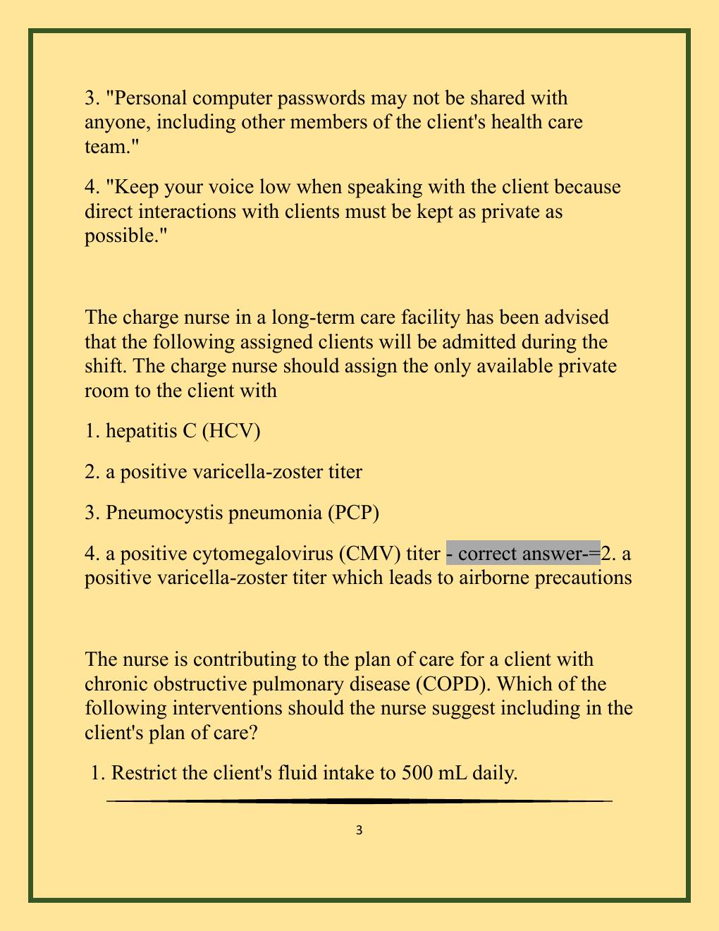 Preview page 3 of NCLEX Midterm Exam with Well Updated Qu