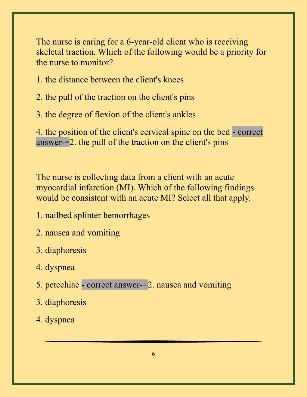 Preview page 6 of NCLEX Midterm Exam with Well Updated Qu