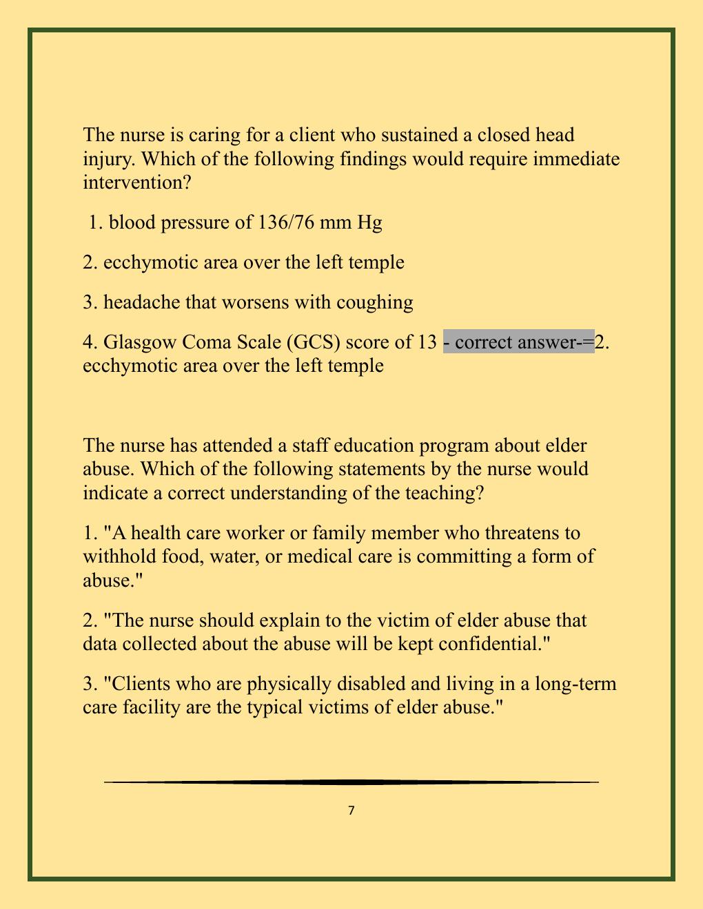 Preview page 7 of NCLEX Midterm Exam with Well Updated Qu