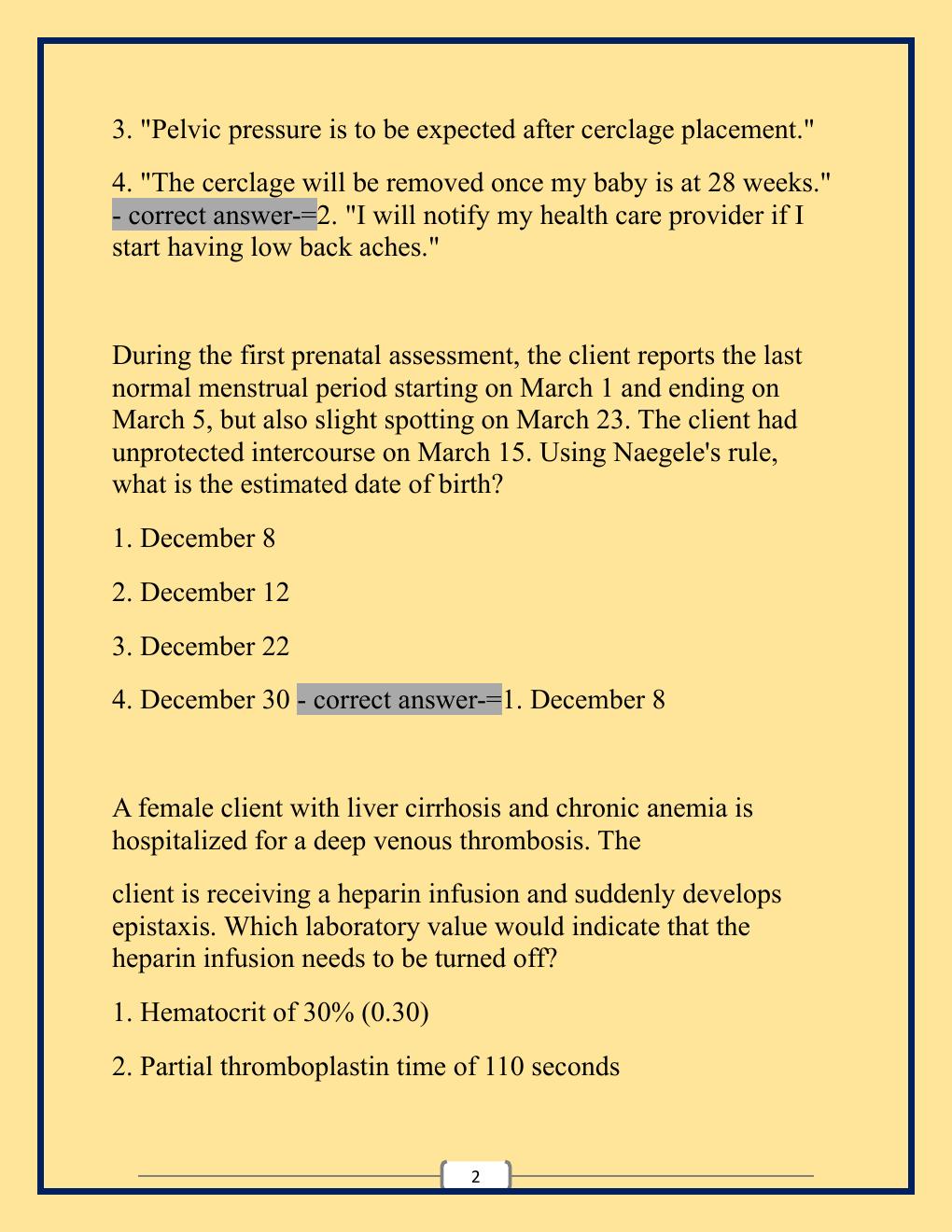 Preview page 2 of Nclex Midterm Exam with Well Updated Questions