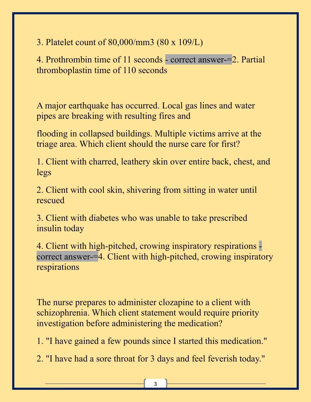 Preview page 3 of Nclex Midterm Exam with Well Updated Questions