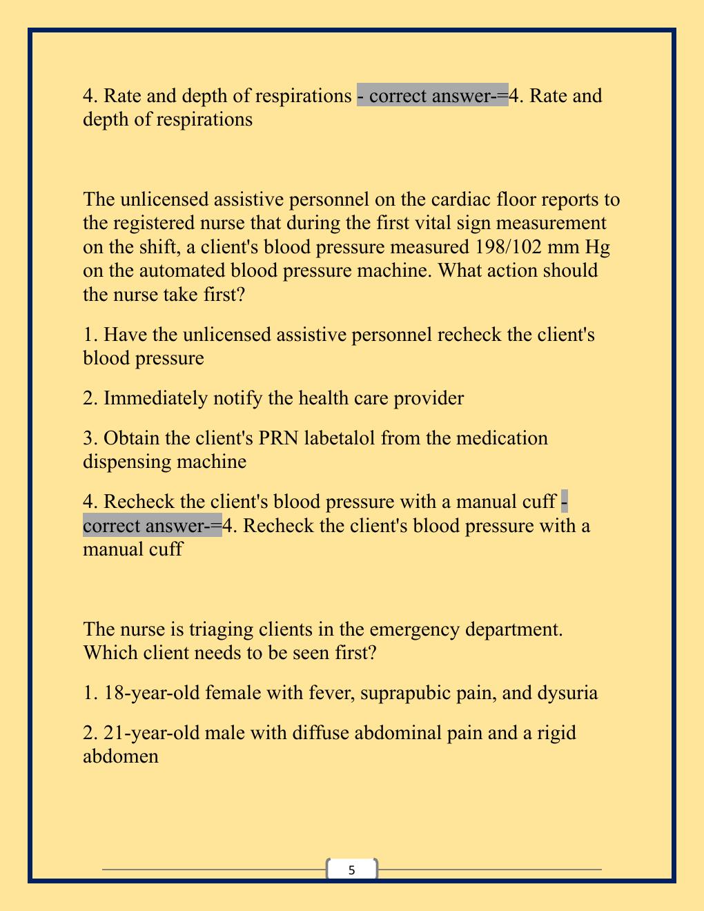 Preview page 5 of Nclex Midterm Exam with Well Updated Questions