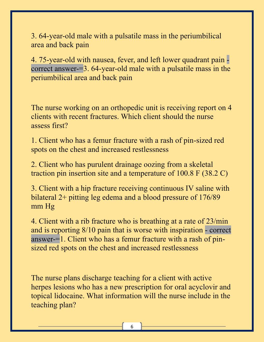 Preview page 6 of Nclex Midterm Exam with Well Updated Questions