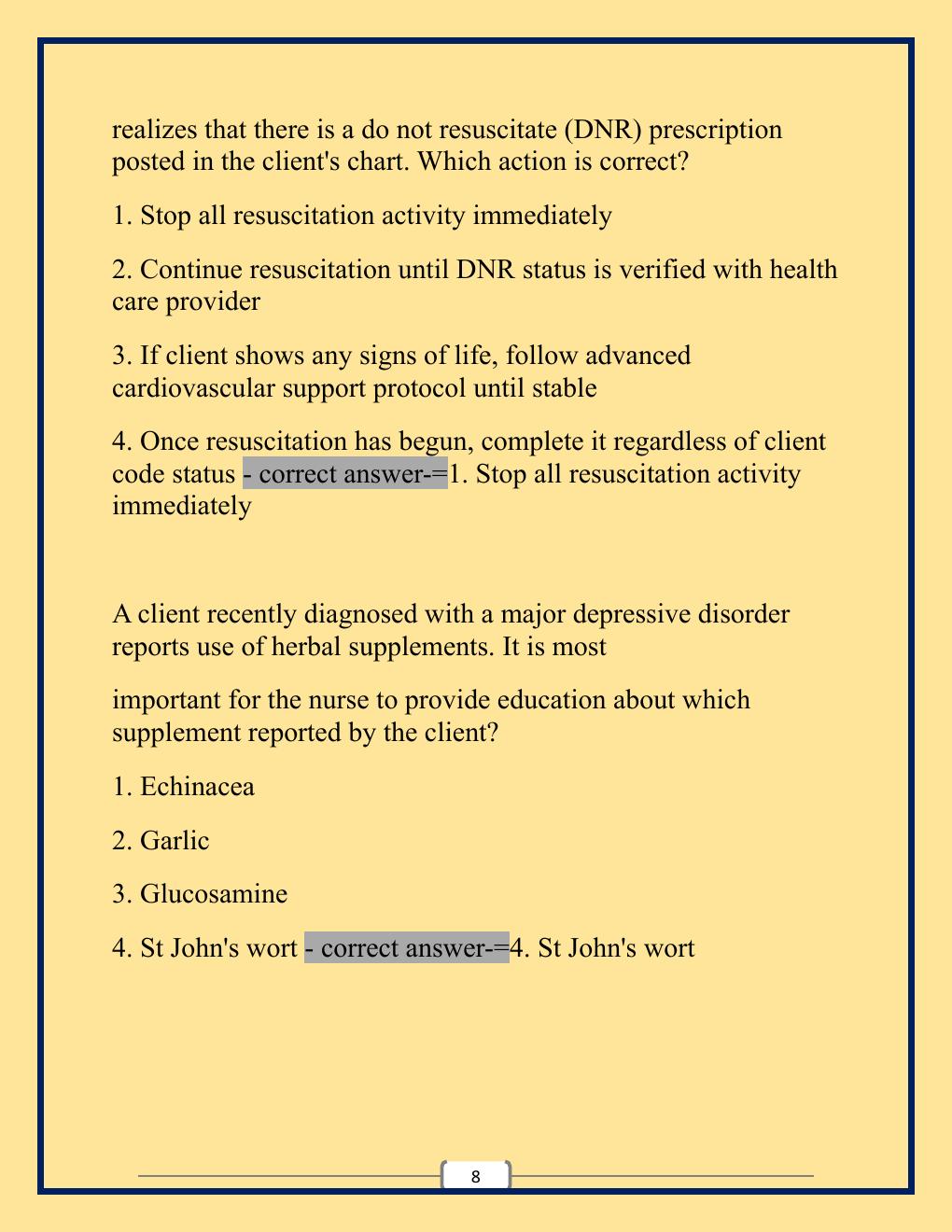 Preview page 8 of Nclex Midterm Exam with Well Updated Questions