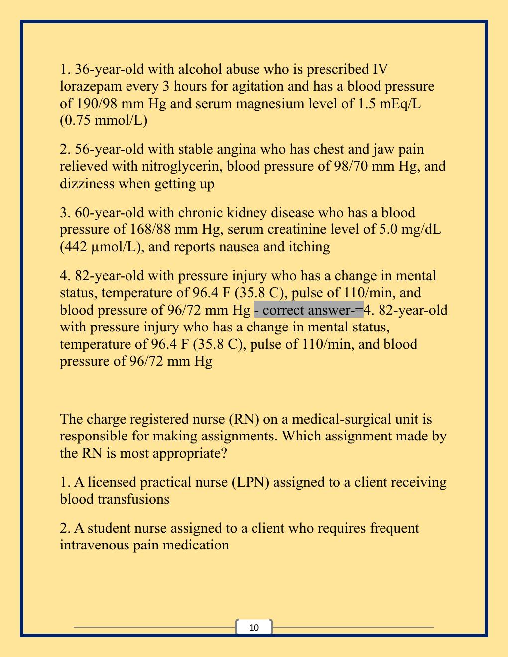 Preview page 10 of Nclex Midterm Exam with Well Updated Questions