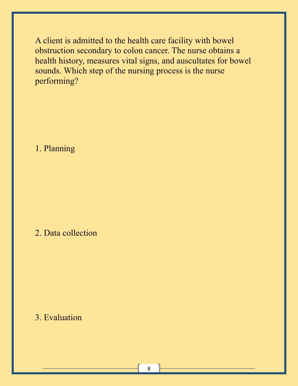 Preview page 8 of NCLEX Midterm Exam with Well Updated Questions and Verified