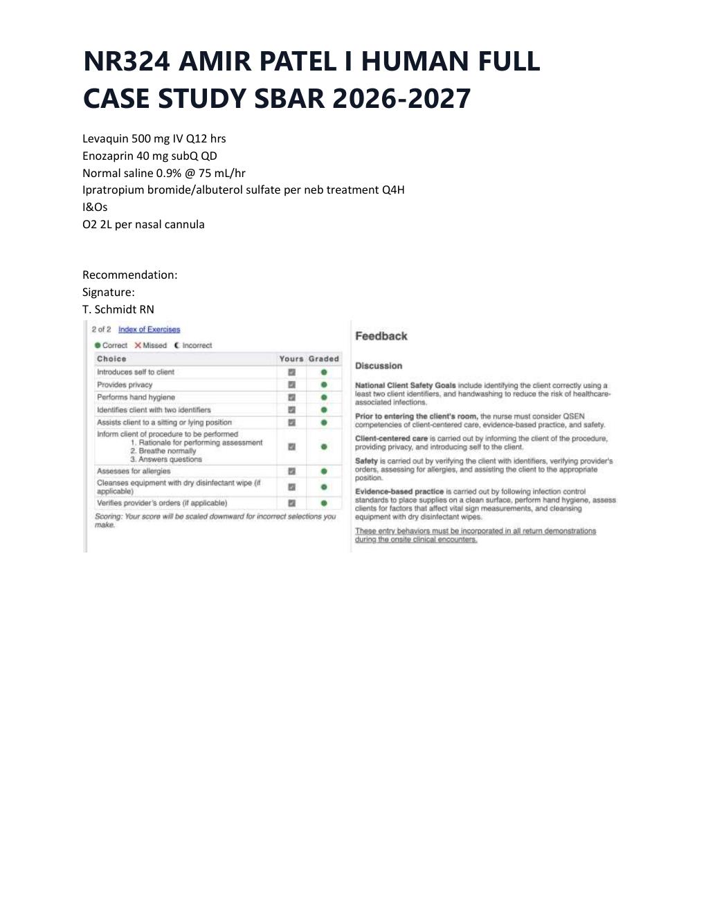 Preview page 2 of NR324 AMIR PATEL I HUMAN FULL CASE STUDY SBAR 2026-2027