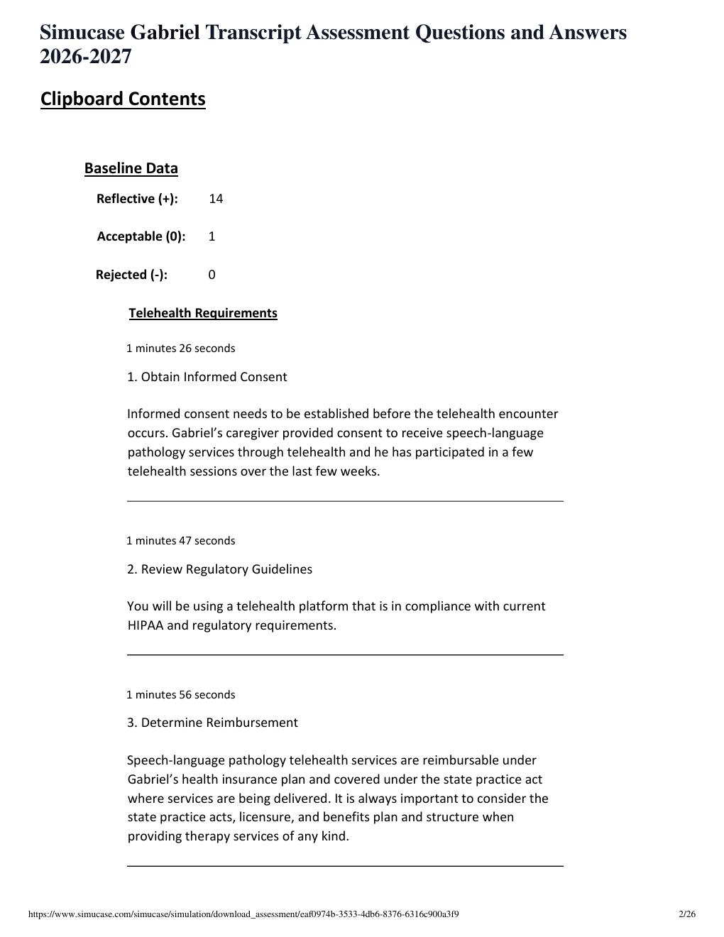 Preview page 2 of Simucase Gabriel Transcript Assessment Questions and Answers 2026-2027
