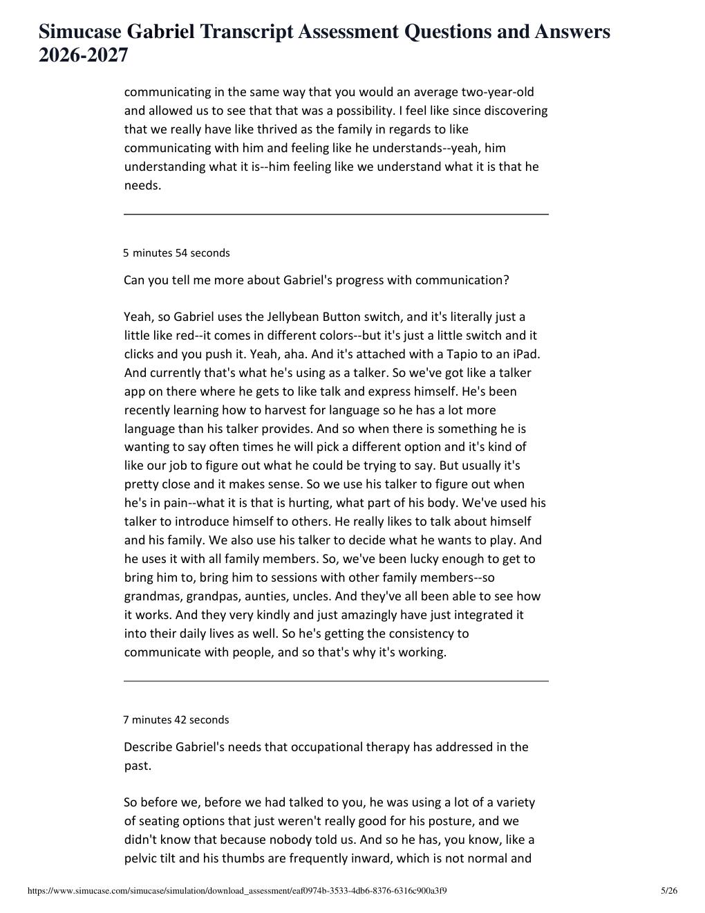 Preview page 5 of Simucase Gabriel Transcript Assessment Questions and Answers 2026-2027