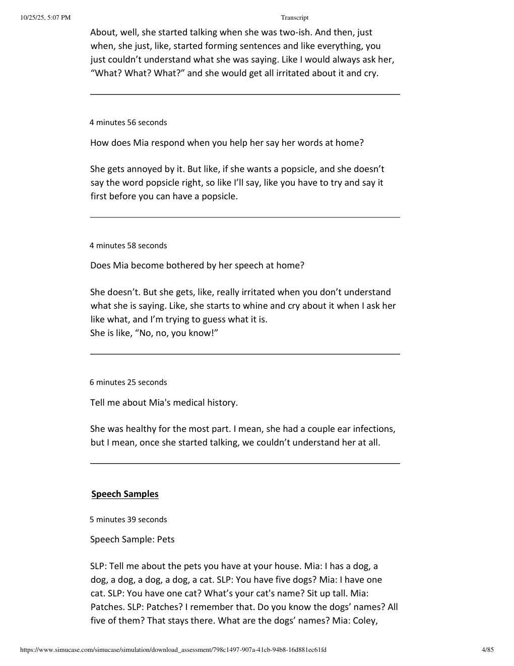 Preview page 4 of SIMUCASE Mia- Arizona-4 Part-Task Trainer (SLP) Transcript Exam with Correct Answers 2026-2027