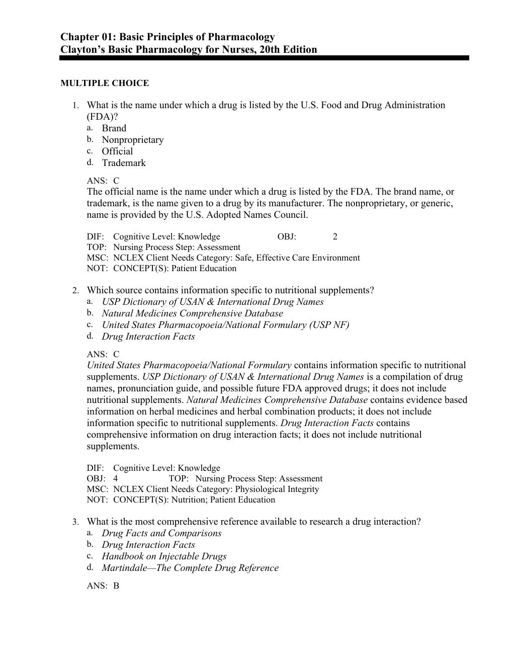 Preview page 3 of Test Bank Clayton’s Basic Pharmacology for Nurses 20th Edition