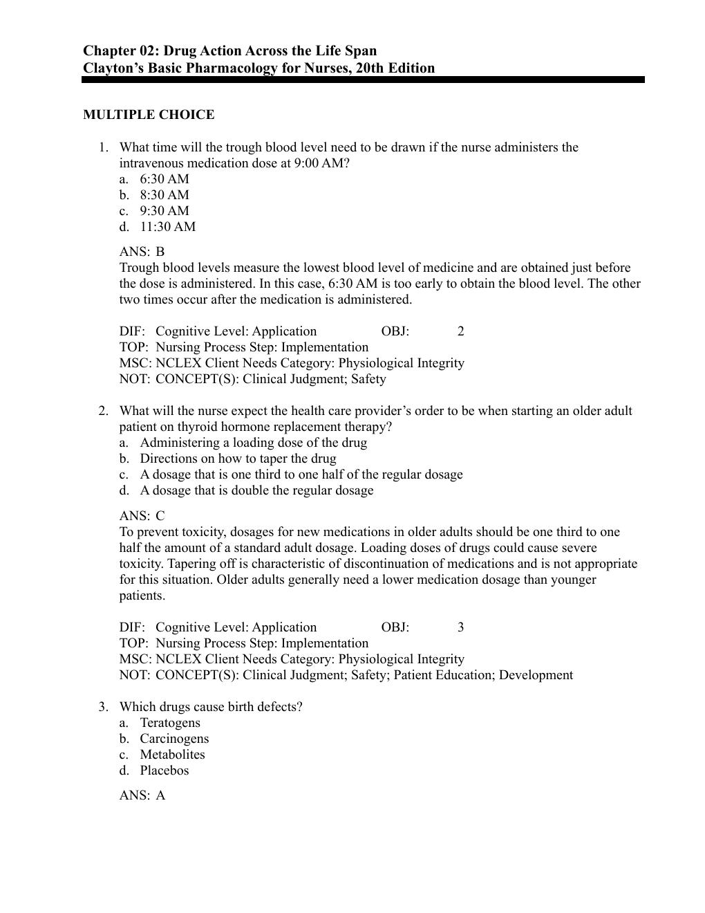 Preview page 9 of Test Bank Clayton’s Basic Pharmacology for Nurses 20th Edition