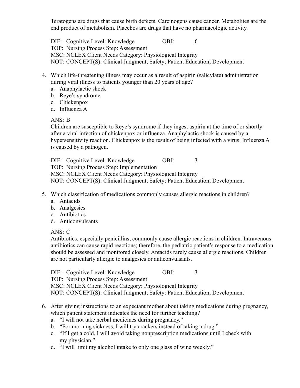 Preview page 10 of Test Bank Clayton’s Basic Pharmacology for Nurses 20th Edition