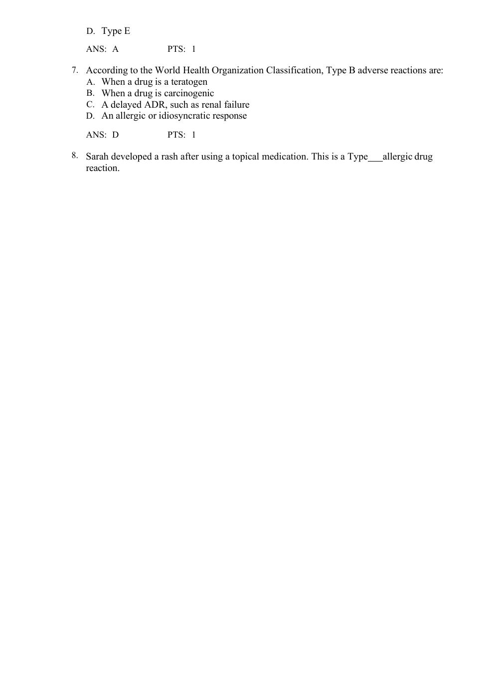 Preview page 10 of TEST BANK for Pharmacotherapeutics for Advanced Practice: A Practical Approach 5th Edition by Virginia Poole Arcangelo,
