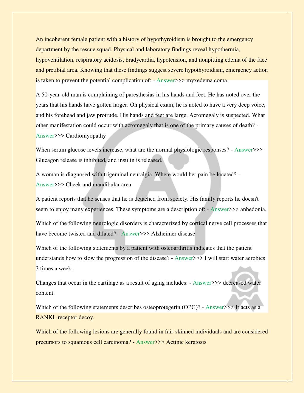 Preview page 5 of NSG 5140 ADVANCED PATHOPHYSIOLOGY FINAL TEST CHAPTER 1-14 COMPLETE 2026/2027 STUDY QUESTIONS WITH VERIFIED CORRECT ANSWE