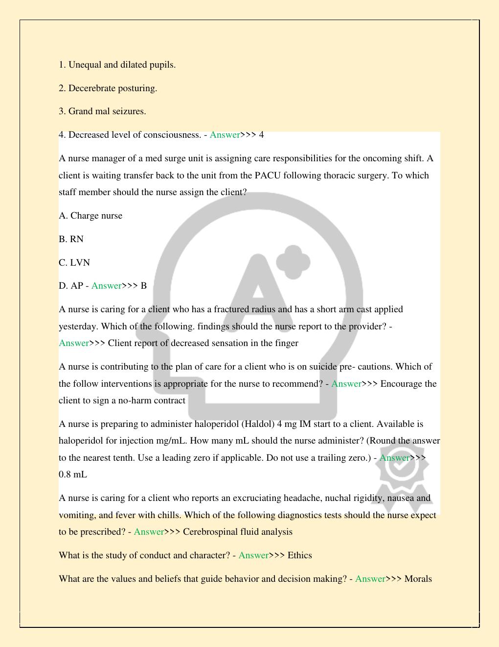 Preview page 3 of ATI NURSING COMPREHENSIVE PREDICTOR EXIT EXAM LATEST 2026/2027 ALL STUDY QUESTIONS WITH VERIFIED CORRECT ANSWERS 100% TO