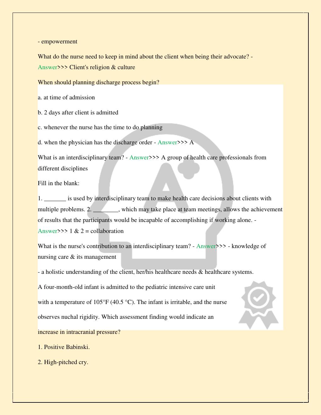 Preview page 7 of ATI NURSING COMPREHENSIVE PREDICTOR EXIT EXAM LATEST 2026/2027 ALL STUDY QUESTIONS WITH VERIFIED CORRECT ANSWERS 100% TO