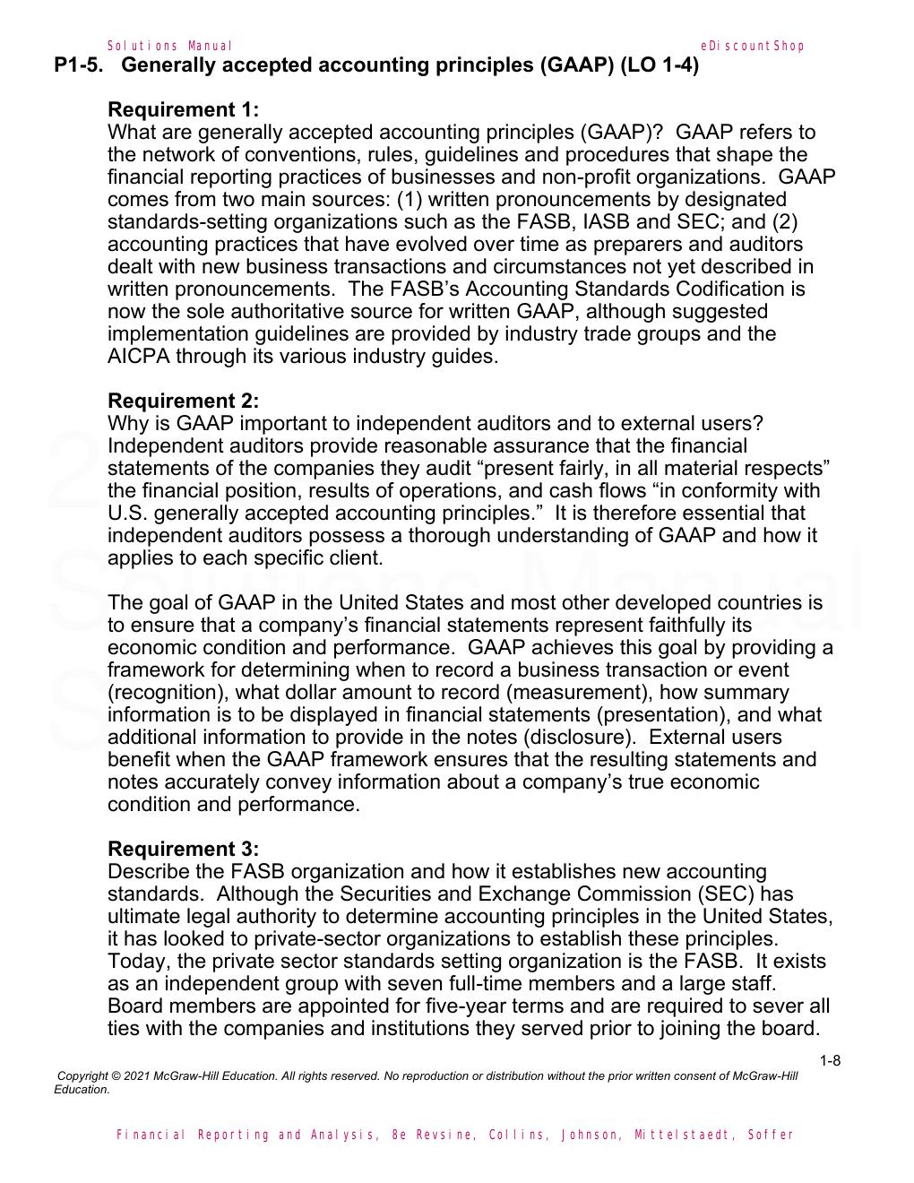 Preview page 10 of Solutions Manual For Financial Reporting and Analysis, Eighth Edition By Revsine, Collins, Johnson, Mittelstaedt, Soffer