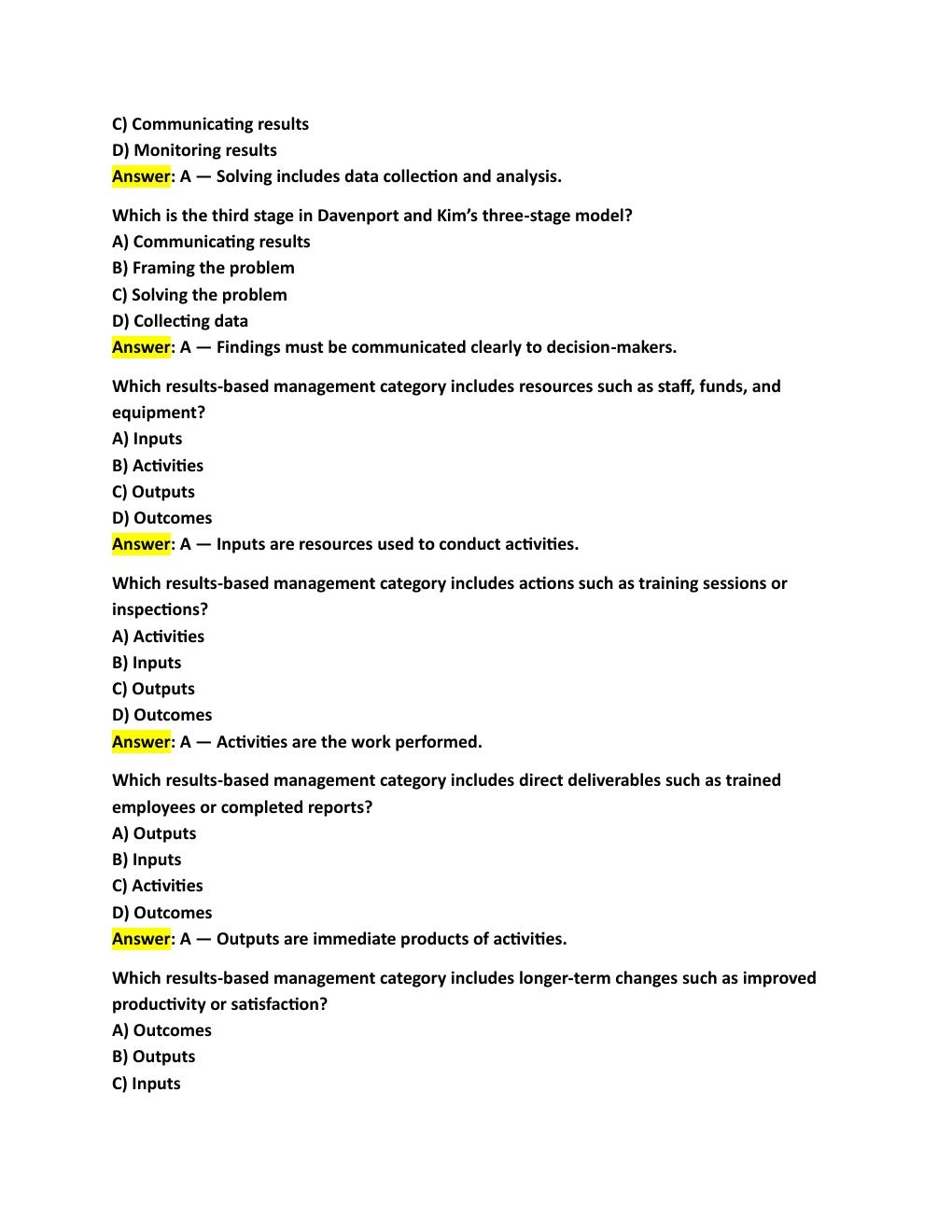 Preview page 3 of WGU C207 OBJECTIVE ASSESSMENT  DATA-DRIVEN DECISION MAKING: QUESTIONS  WITH ANSWERS AND EXPLANATIONS
