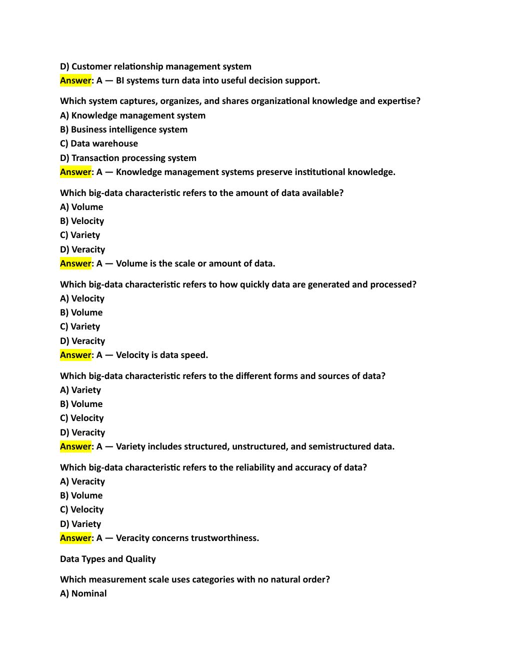 Preview page 5 of WGU C207 OBJECTIVE ASSESSMENT  DATA-DRIVEN DECISION MAKING: QUESTIONS  WITH ANSWERS AND EXPLANATIONS