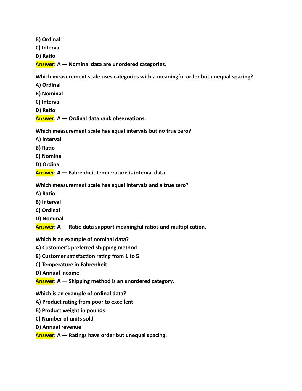 Preview page 6 of WGU C207 OBJECTIVE ASSESSMENT  DATA-DRIVEN DECISION MAKING: QUESTIONS  WITH ANSWERS AND EXPLANATIONS
