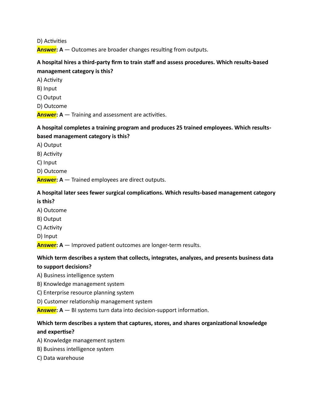 Preview page 4 of WGU D083 OBJECTIVE ASSESSMENT Data Driven Decision Making: 100 Questions with  Answers and Explanations