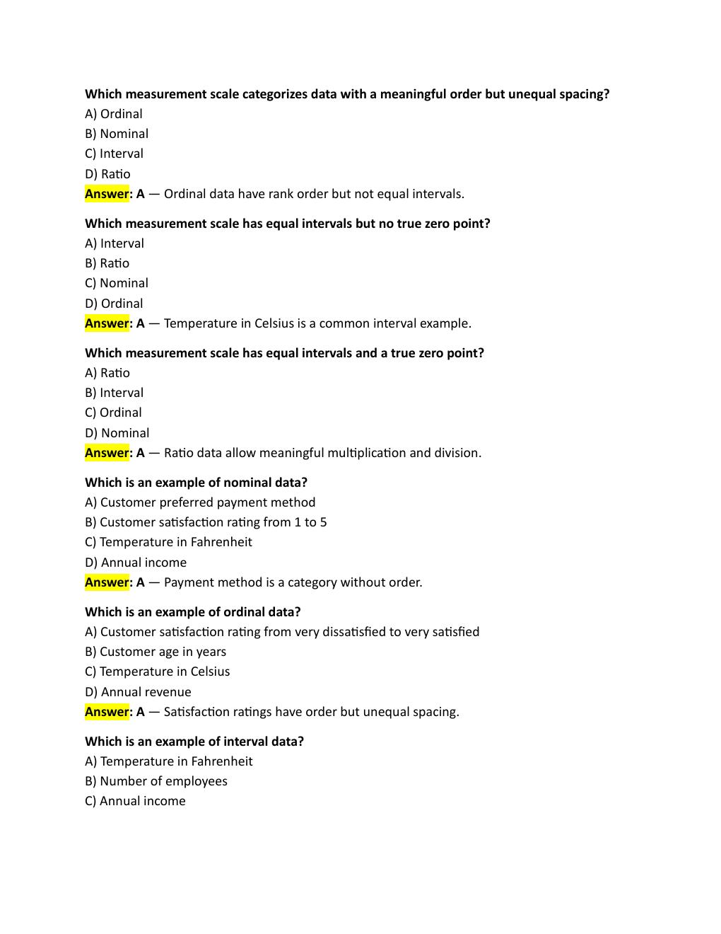Preview page 6 of WGU D083 OBJECTIVE ASSESSMENT Data Driven Decision Making: 100 Questions with  Answers and Explanations