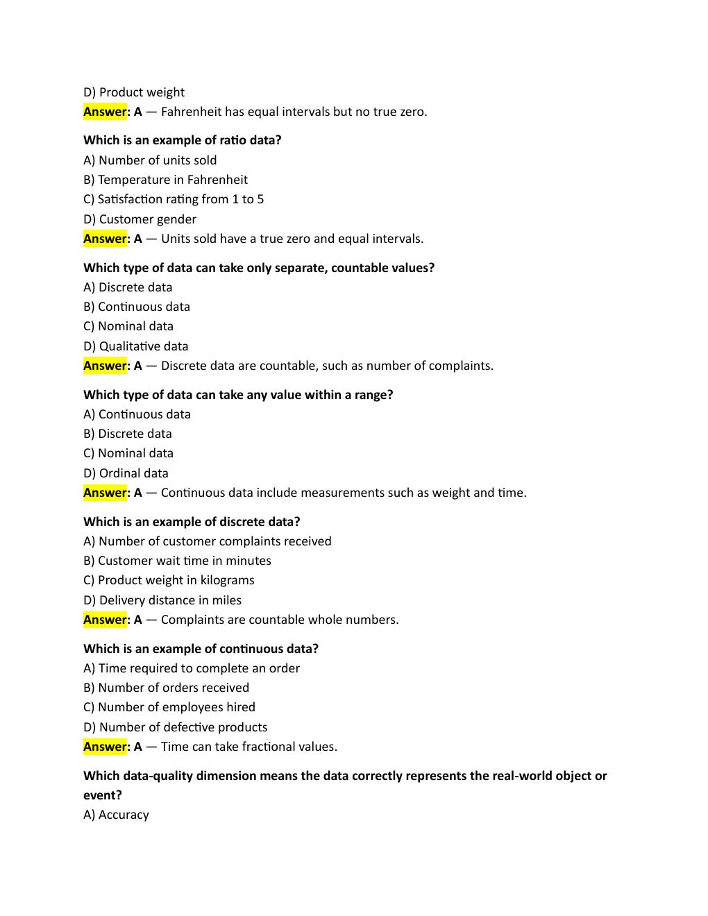 Preview page 7 of WGU D083 OBJECTIVE ASSESSMENT Data Driven Decision Making: 100 Questions with  Answers and Explanations