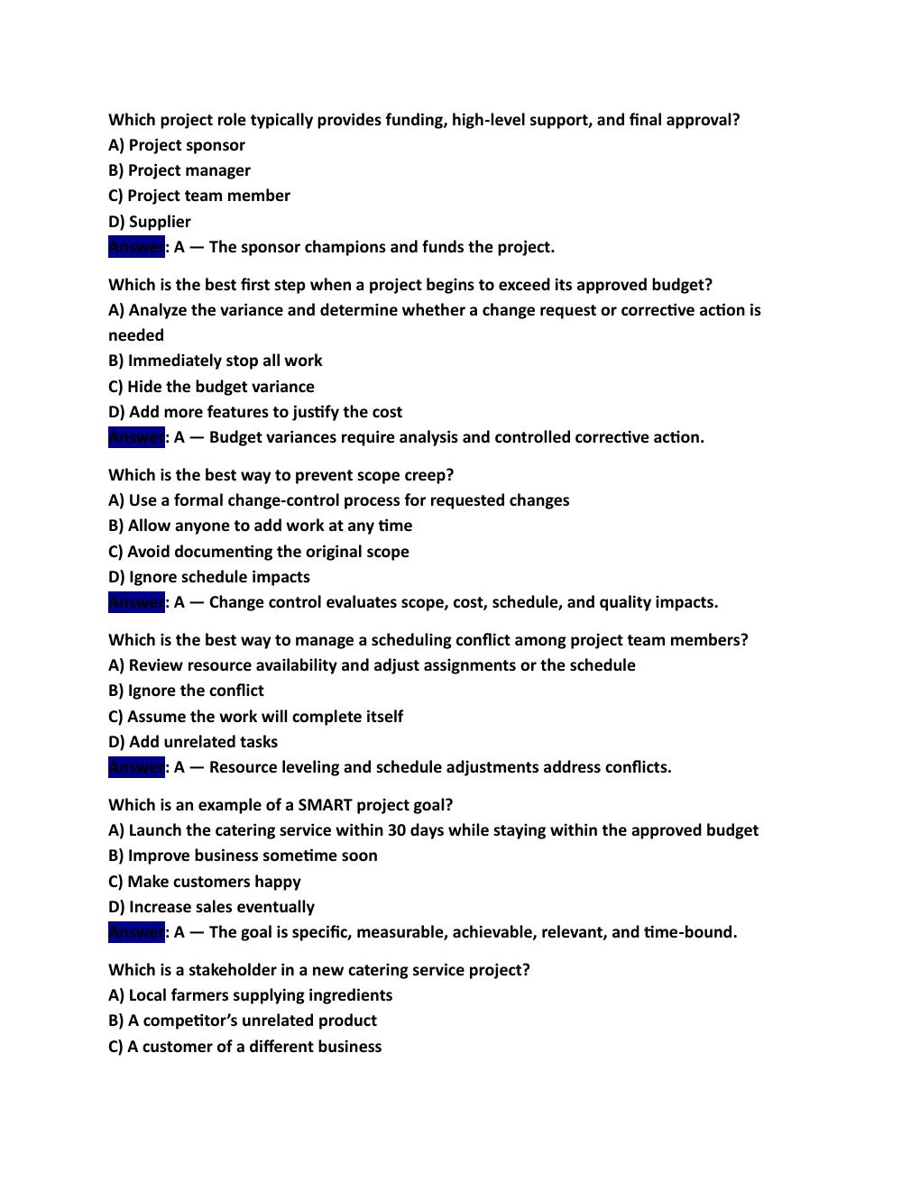 Preview page 7 of WGU D079 – Business Environment  Applications II: Process, Logistics, and  Operations: 100 Questions with Answers  and E