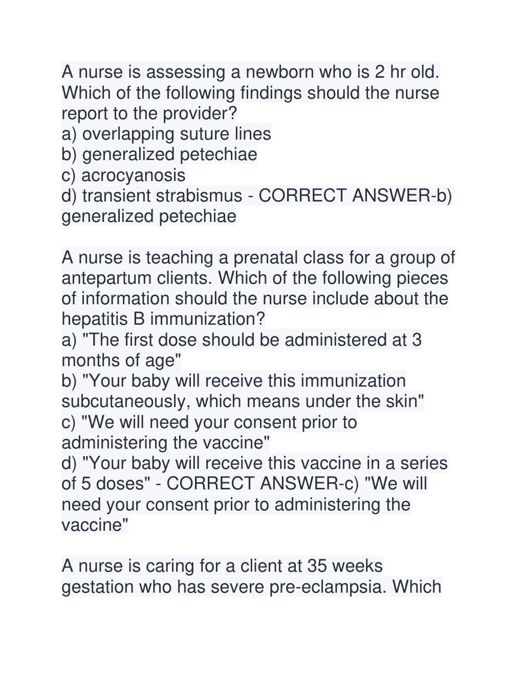 Preview page 9 of ATI RN Maternal Newborn 2026  Proctored Exam with NGN Package  Study and Test Practice.