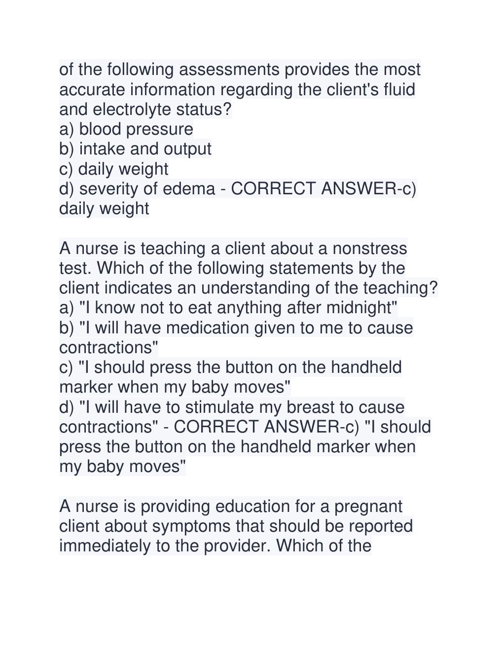 Preview page 10 of ATI RN Maternal Newborn 2026  Proctored Exam with NGN Package  Study and Test Practice.