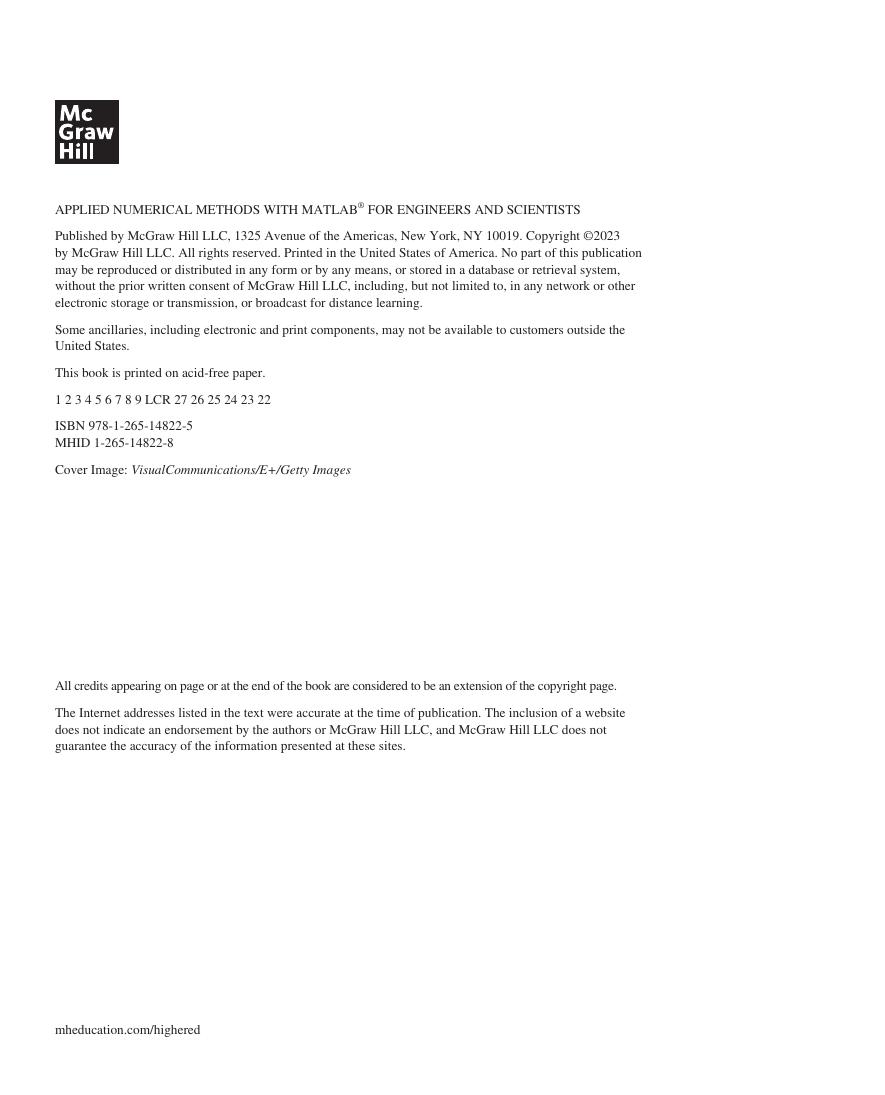 Preview page 3 of Applied Numerical Methods with MATLAB for Engineers and Scientists 5th Edition By Steven Chapra ISBN: 9781264162604