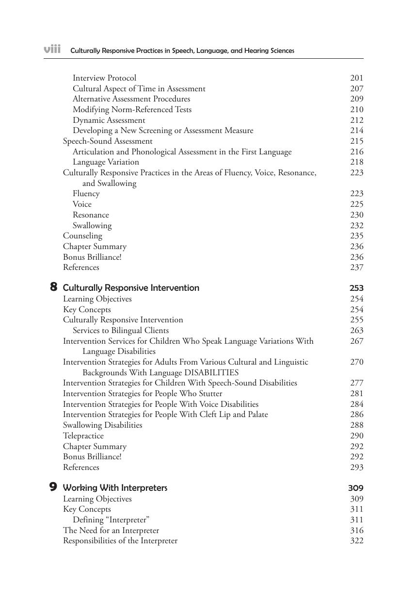 Preview page 8 of Culturally Responsive Practices in Speech Language and Hearing Sciences 3rd Edition By Yvette Hyter, Marlene Salas-Prova