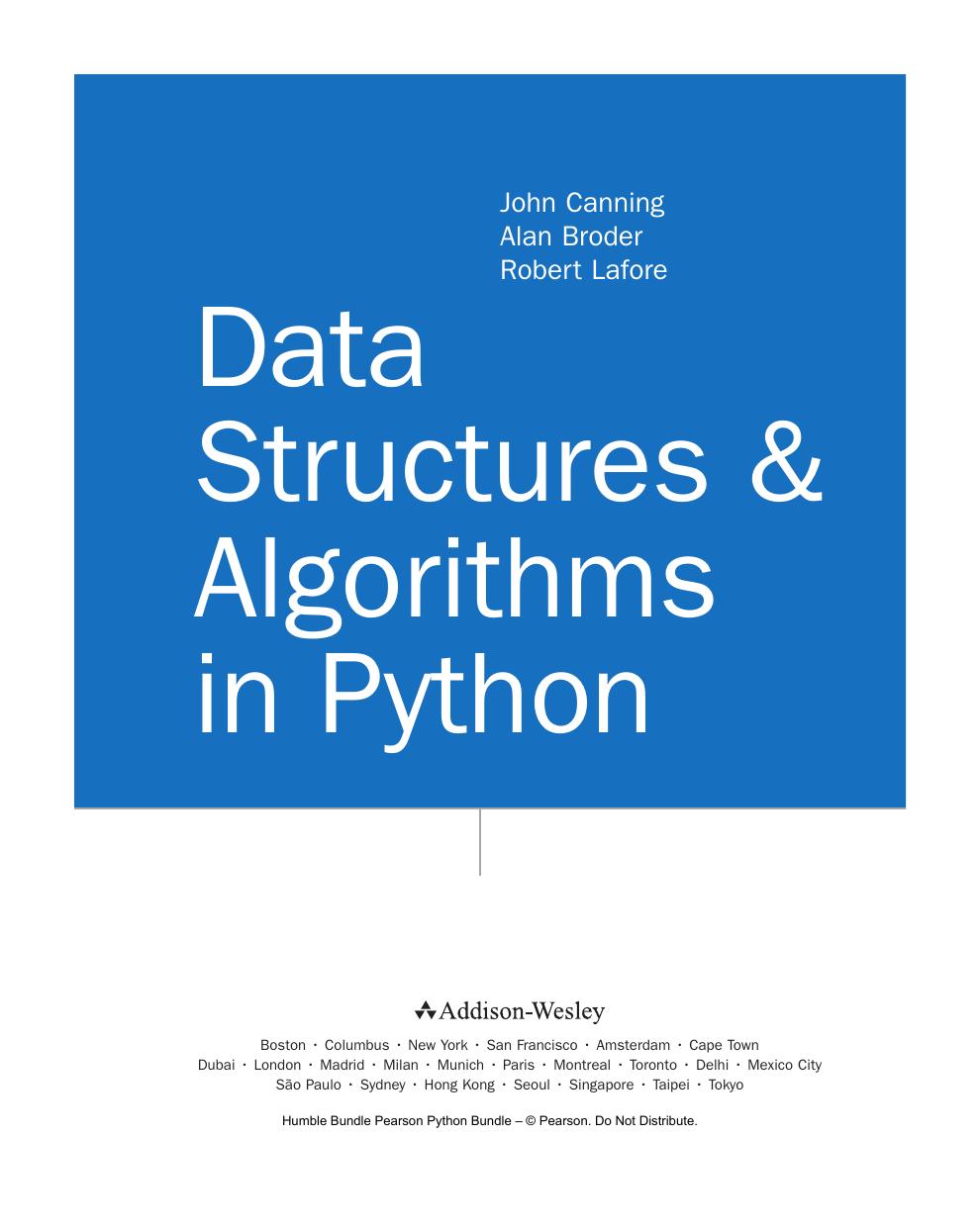 Preview page 2 of Data Structures & Algorithms in Python 1st Edition By Robert Lafore, Alan Broder, John Canning ISBN: 9780134855684