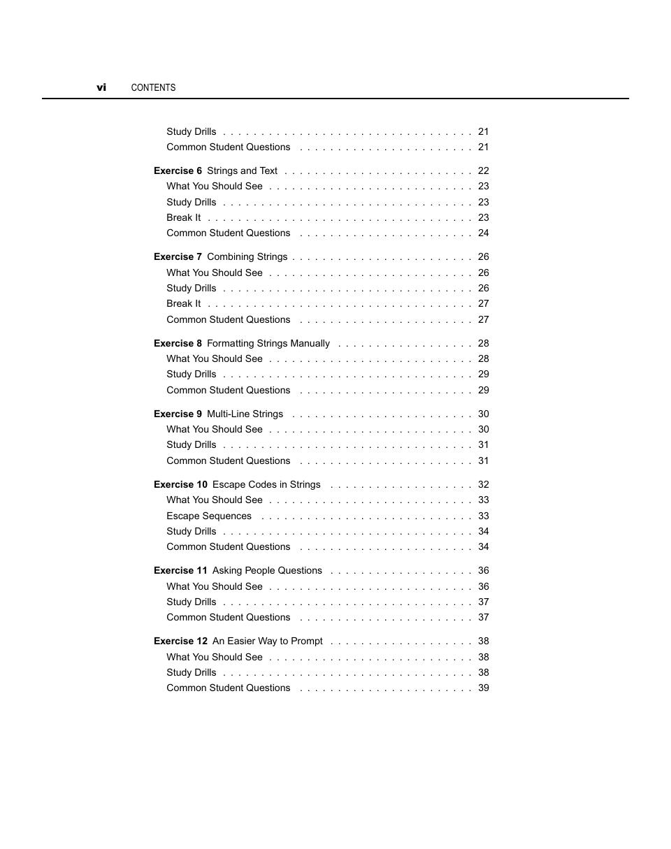 Preview page 6 of Learn Python the Hard Way 5th Edition By Zed Shaw ISBN: 9780138270575