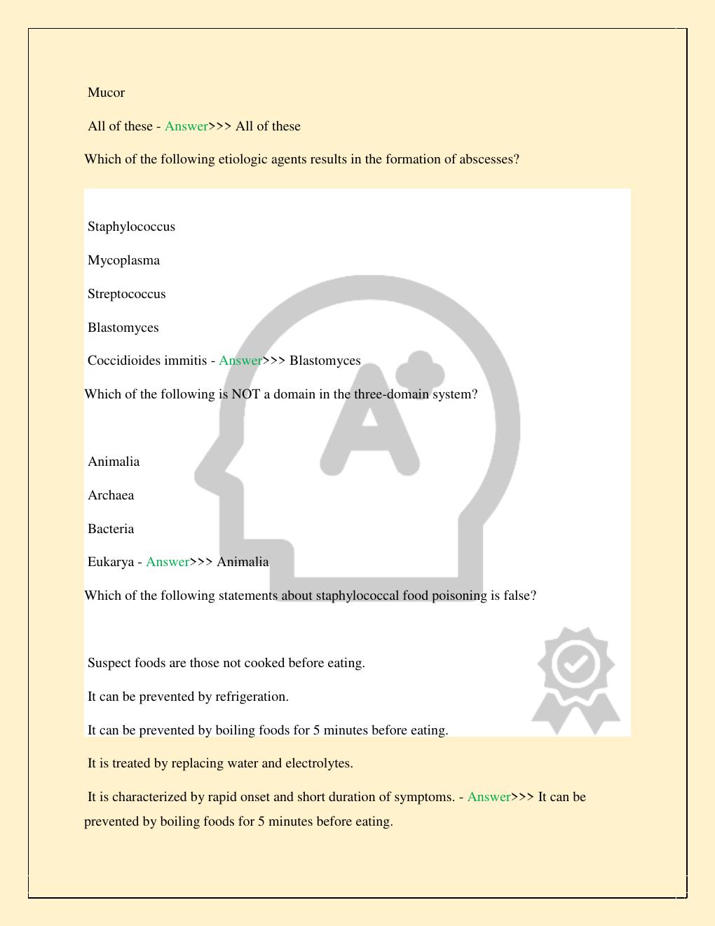Preview page 5 of MCB 2010 MICROBIOLOGY FINAL PRACTICE EXAM COMPLETE 2026/2027 STUDY QUESTIONS WITH CORRECT VERIFIED ANSWERS 100% TOP RATE