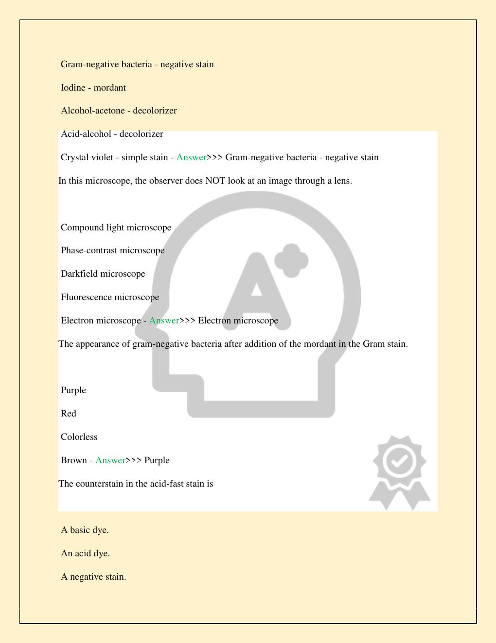 Preview page 8 of MCB 2010 MICROBIOLOGY FINAL PRACTICE EXAM COMPLETE 2026/2027 STUDY QUESTIONS WITH CORRECT VERIFIED ANSWERS 100% TOP RATE