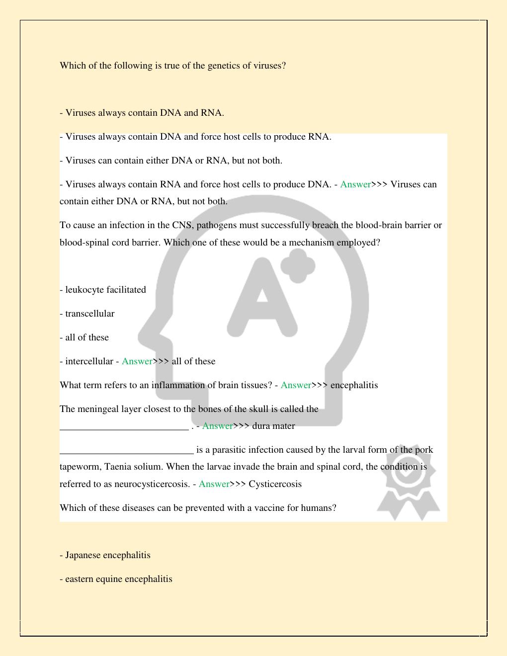 Preview page 6 of WESTCOTT MICROBIOLOGY MCB FINAL EXAM COMPLETE 2026/2027 STUDY QUESTIONS WITH CORRECT VERIFIED ANSWERS GUARANTEED PASS |