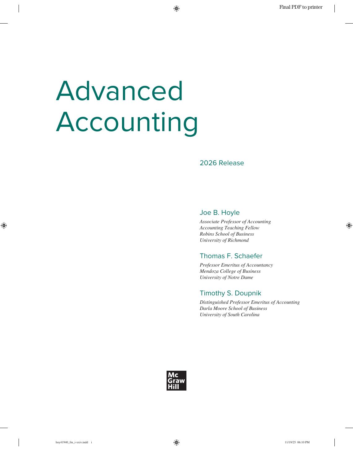 Preview page 2 of Advanced Accounting 2026 Release By Joe Ben Hoyle, Thomas Schaefer, Timothy Doupnik