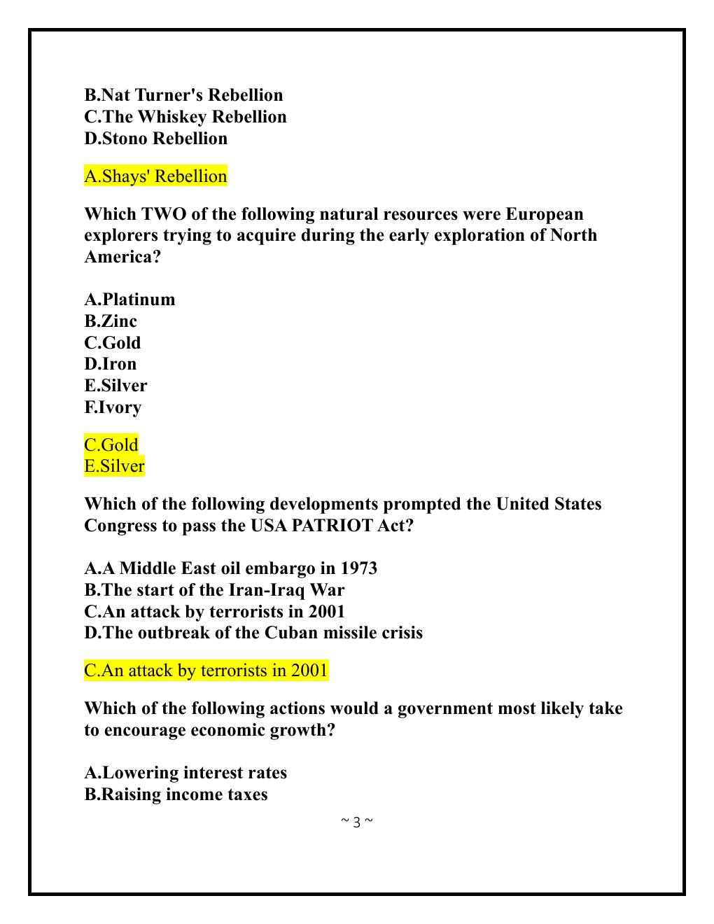 Preview page 3 of PRAXIS Elementary Education: Multiple  Subjects Social Studies (5004) Practice Test  Questions (forms 1 and 2) Accurate