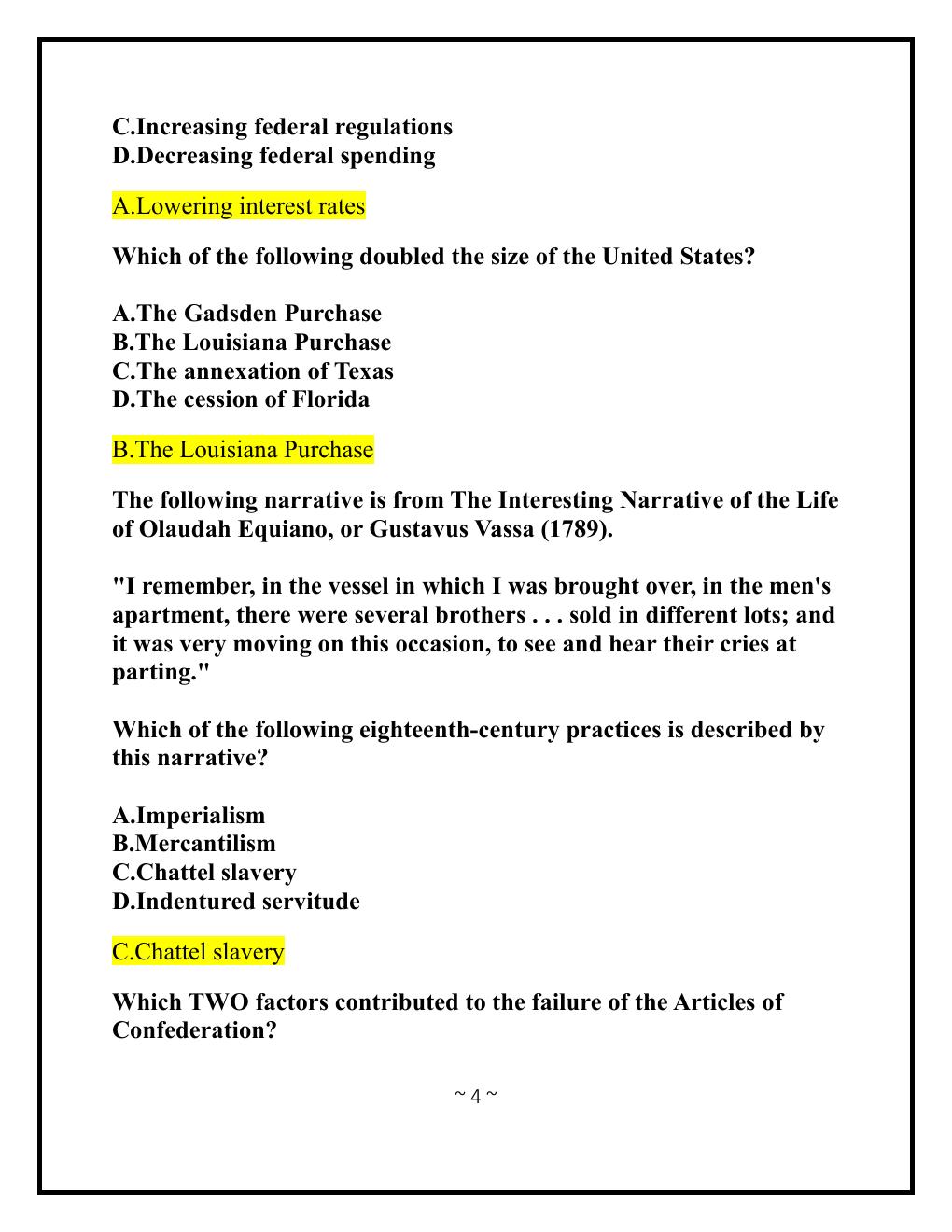 Preview page 4 of PRAXIS Elementary Education: Multiple  Subjects Social Studies (5004) Practice Test  Questions (forms 1 and 2) Accurate