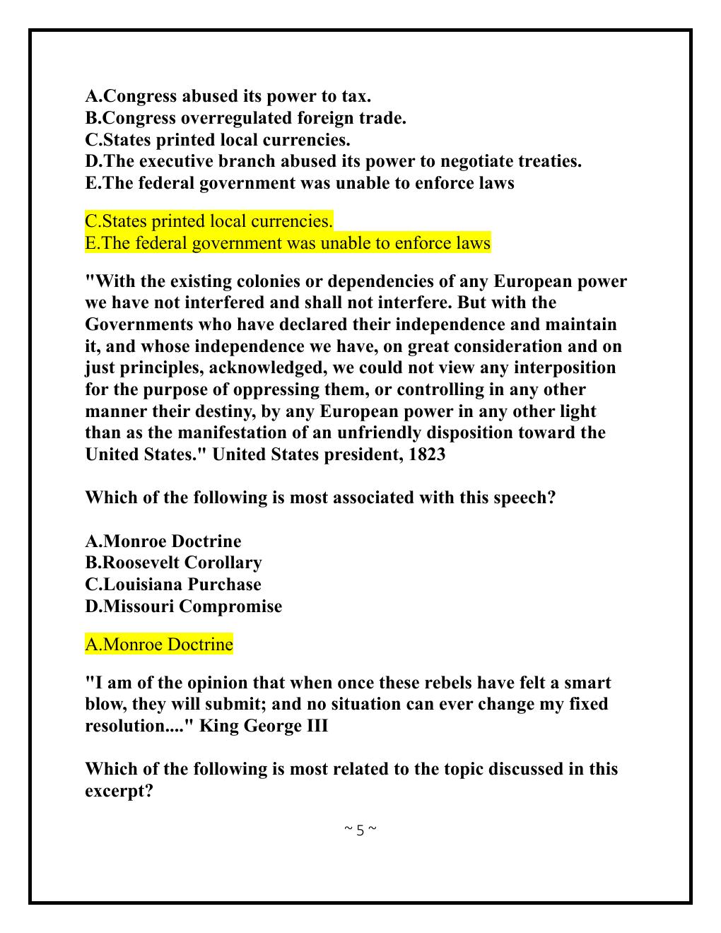 Preview page 5 of PRAXIS Elementary Education: Multiple  Subjects Social Studies (5004) Practice Test  Questions (forms 1 and 2) Accurate