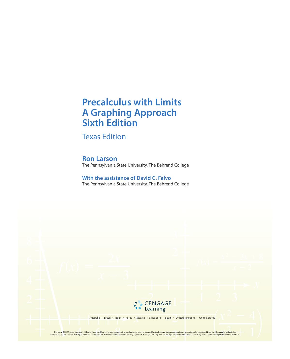 Preview page 6 of Precalculus with Limits A Graphing Approach, Texas Edition 6th Edition By Ron Larson