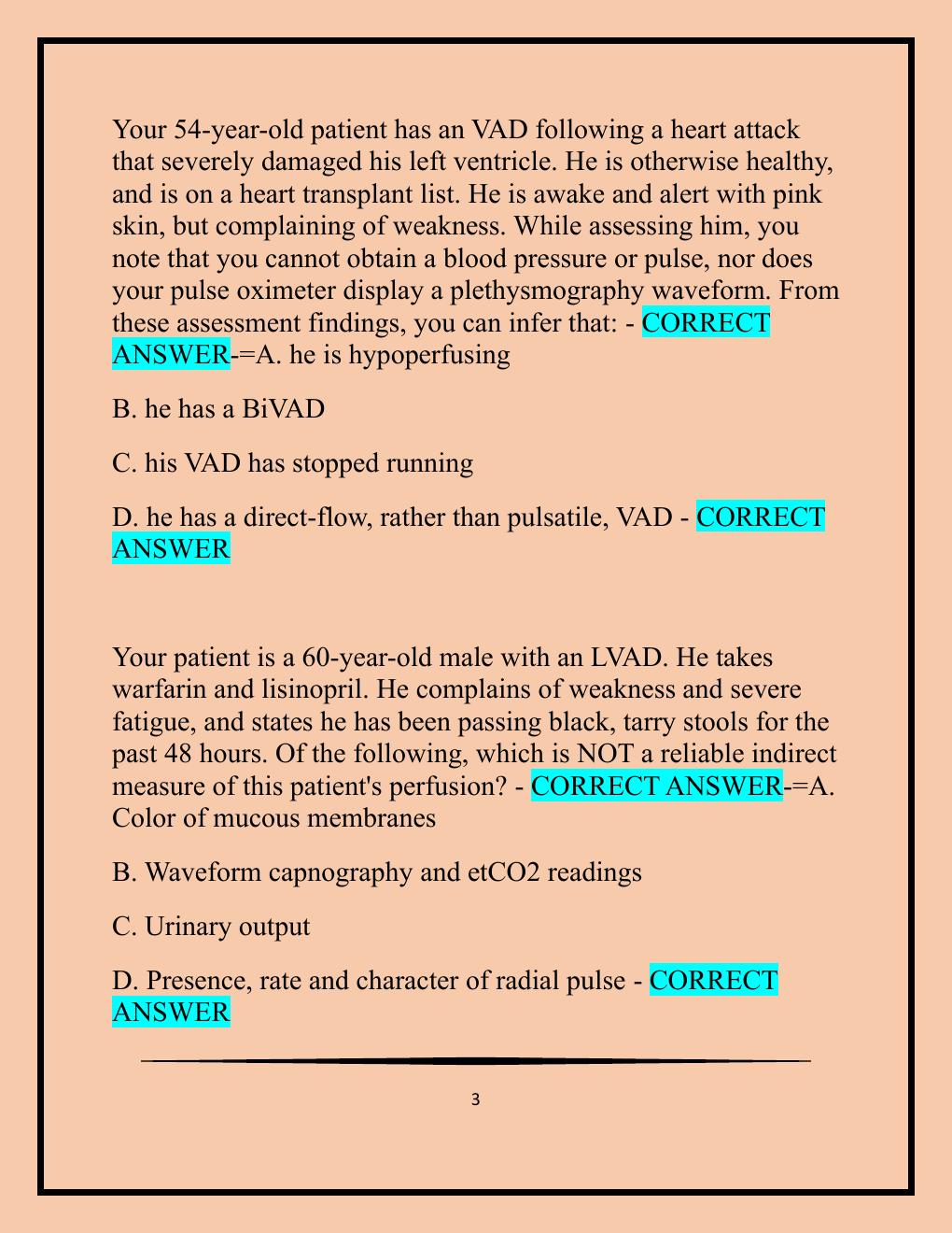 Preview page 3 of FireRescue1 - Ventricular Assist Devices:  Assessment and Treatment Considerations (BLS) - Final Exam