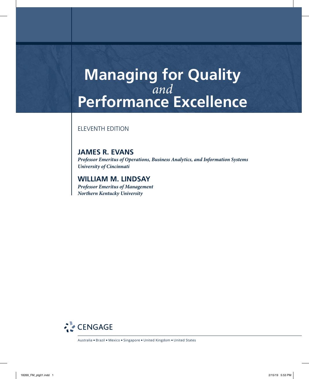 Preview page 2 of Managing for Quality and Performance Excellence 11th Edition By James Evans, William Lindsay